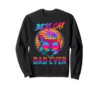 Best Cat Dad Ever Vintage 80s Funny Fathers Day Cat Lover Felpa