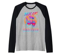 Best Cat Dad Ever Vintage 80s Funny Fathers Day Cat Lover Maglia con Maniche Raglan