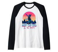 Best Cat Dad in The Galaxy Retro Vintage 80s Funny Cat Lover Maglia con Maniche Raglan
