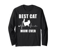 Best Cat Mom Ever Persian Cat Heartbeat Kitten Lovers Maglia a Manica