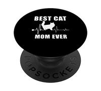 Best Cat Mom Ever Persian Cat Heartbeat Kitten Lovers PopSockets PopGrip Adesivo