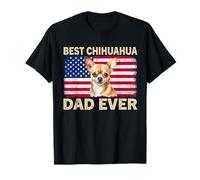 Best Chihuahua Dad Ever Usa Bandiera Americana Festa del Papà Cane Maglietta