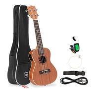 Best Choice Products 23in Acustico Elettrico Concerto Sapele Ukulele Starter Kit w/Gig Bag, Sintonizzatore integrato, cinghia, corde extra, plettri