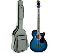 Best Choice Products Basso elettrico acustico, full size a 4 corde, basso a tasti con custodia imbottita, blu