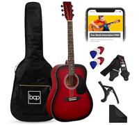Best Choice Products Chitarra acustica da 104,1 cm, per principianti, in legno, con custodia, tracolla, capotasto, corde, plettri, colore rosso