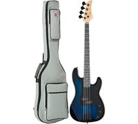 Best Choice Products Chitarra basso elettrico a 4 corde per principianti, set base in legno stile PB con custodia imbottita - Hollywood blu/nero