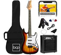 Best Choice Products Kit di starter chitarra elettrica per principianti full size da 39 pollici con custodia, cinghia, amplificatore da 10 W, corde, plettro tremolo, 3 colori