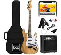 Best Choice Products Kit starter chitarra elettrica per principianti full size da 39 pollici con custodia, cinghia, amplificatore da 10 W, corde, plettro tremolo, colore naturale