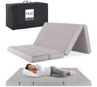 Best Choice Products Materasso portatile doppio, 10,2 cm, materasso pieghevole in tre per campeggio, ospiti, bambino, in schiuma felpata con custodia per il trasporto, grigio