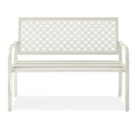 Best Choice Products Panca da esterno per 2 persone in acciaio e metallo, mobili per giardino, patio, portico, ingresso con schienale geometrico, capacità 358,3 kg, avorio