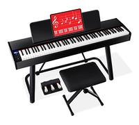 Best Choice Products Pianoforte digitale a grandezza naturale con peso di 88 tasti, set di tastiera elettronica per tutti i livelli di esperienza con supporto a U, 3 pezzi di pedale di sostegno