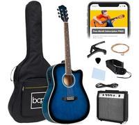 Best Choice Products Principiante chitarra elettrica acustica Starter Set w/41 ", tutto il legno Cutaway Design, Caso, Cinturino, Pletti, Tuner - Blu