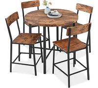 Best Choice Products Set da pranzo moderno rotondo da 5 pezzi per cucina, sala da pranzo con 4 sedie, tavolo spesso 3,8 cm, marrone