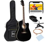 Best Choice Products Set per chitarra acustica per principianti, 104 cm, con custodia, cinghia, capotasto, corde, plettri, sintonizzatore, nero