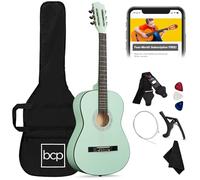 Best Choice Products SoCal Green - Kit per chitarra acustica da 96,5 cm, per principianti, con custodia, accordatore digitale, 6 plettri in celluloide, corde in nylon, capotasto, panno, tracolla con