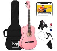 Best Choice Products Starter kit per principianti da 96,5 cm, con custodia, 6 plettri, corde in nylon, tracolla con porta plettri, rosa