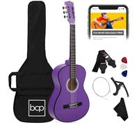 Best Choice Products Starter kit per principianti da 96,5 cm per principianti, con custodia, 6 plettri in celluloide, corde in nylon, capotasto, panno, tracolla con porta plettri, viola