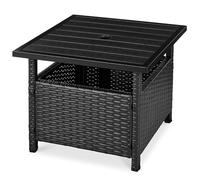 Best Choice Products Tavolino in vimini con foro per ombrello, tavolino quadrato in rattan sintetico per esterni, patio, giardino, bordo piscina, terrazza con telaio resistente ai raggi UV, spazio per