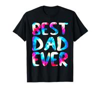 Best Dad Ever Colorful Tie Dye Funny Fathers Day Maglietta