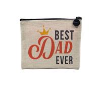 Best Dad Ever Corona Re Padre - Astuccio per trucco in tela effetto lino - Portamonete - 15 x 10 cm, lino, 15 x 10 cm, Astuccio per il trucco