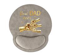 Best Dad Ever - Tappetino per mouse in pelle rustica per papà, pratico, decorazione per ufficio, idea regalo, regalo personalizzato con nomi di bambini, tappetino per mouse personalizzato con supporto