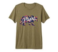 Best Daddy Ever, I Love You Dad, Stampa Floreale con Orso Papa Maglietta Premium