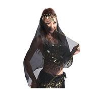Best Dance da donna, copricapo danza del ventre con chiffon e monete, si può utilizzare anche come sciarpa o scialle Black Taglia unica