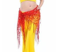 Best Dance - Fusciacca da donna per la danza del ventre, triangolare, con paillette e nappe