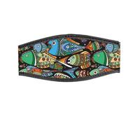 Best Divers, Cinturino Maschera in Neoprene, Chiusura a Strappo, coloured fishes