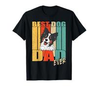 Best Dog Dad Ever Tricolore Border Collie Fathers Day Vintage Maglietta