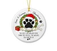 Best Dog Walker Ever Ornamento, Personalizzato Dog Paw Prints Ornamento 2025, Have A Pawsum Christmas Holiday Keepsake, Ornamenti di ringraziamento Regali per cani Walker, Nome personalizzato Cani