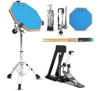 Best Drums Pratica batteria silenziosa completa - Drum Pad ad alta densità + supporto regolabile + pedale con catena + pad silenziatore + bacchette 5A | allenamento a casa