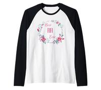 Best Fifi Ever with Pink Floral Fun Zia Nonna Mom Gift Maglia con Maniche Raglan