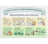 Best Foods to Eat While Breastfeeding Lactation Nutrition Guide for Nursing Moms Wall Art Chart for Nursery Bedroom Decor(Unframed,16x24inch(40x60cm))