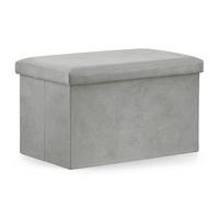 Best For Home Pouf pieghevole XL - 60 x 38 x 38 cm velluto grigio