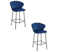 Best For Home Sgabello - velluto blu navy/gambe nere x 2