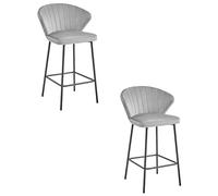 Best For Home Sgabello - velluto grigio argento/gambe nere x 2