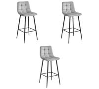 Best For Home Sgabello - velluto grigio argento/gambe nere x 3