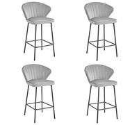Best For Home Sgabello - velluto grigio argento/gambe nere x 4