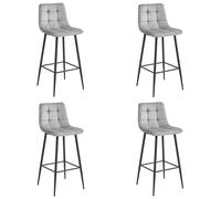 Best For Home Sgabello - velluto grigio argento/gambe nere x 4