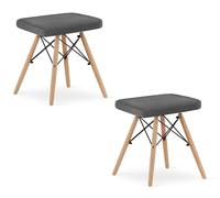 Best For Home Sgabello - velluto grigio/gambe naturali x 2