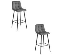 Best For Home Sgabello - velluto grigio scuro/gambe nere x 2