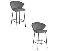 Best For Home Sgabello - velluto grigio scuro/gambe nere x 2