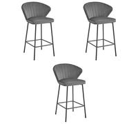 Best For Home Sgabello - velluto grigio scuro/gambe nere x 3