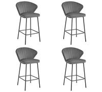 Best For Home Sgabello - velluto grigio scuro/gambe nere x 4