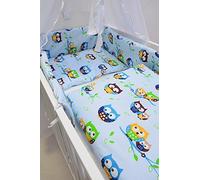 Best For Kids Set completo letto per bambini Patrick 70 x 140 cm con materasso 10 cm e biancheria da letto incl. Coperta e cuscino - 6 design (gufi blu)