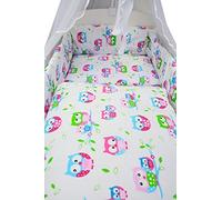 Best for Kids - Set completo letto per neonato, 60 x 120 cm, con lenzuola incluse, coperta e cuscino, 6 motivi (corone bianco-rosa)