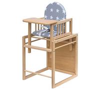 Best for Kids Victoria - Seggiolone combinato, facile da convertire, con tavolo, in legno con design a orsetto, ideale come sedia da tavolo da pranzo, portatile e veloce da montare