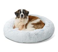 Best Friends by Sheri The Original Calming Donut Bed - Letto a ciambella per cani e gatti - originale e calmante - pelliccia a pelo lungo - lavabile in lavatrice - ghiaccio - 114 x 114 cm - XL