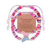 Best Friends Compleanno Galentine Day Regali per le donne Amicizia Abbinamento Farfalla Braccialetto per Ragazze Argilla Perline Braccialetti per BFF Bestie Lunga Distanza Amicizia Regali per Amici